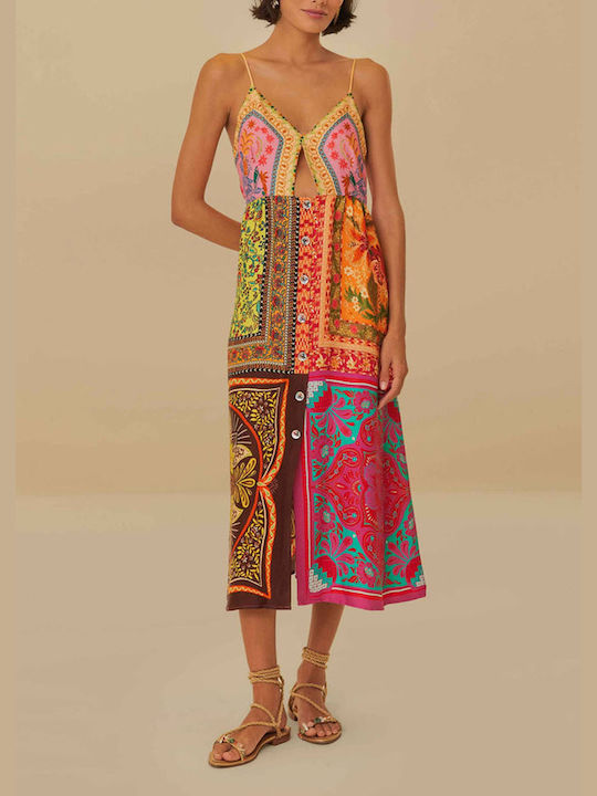 Multicolor Mixed Scarves Lenzing Viscose Midi Dress