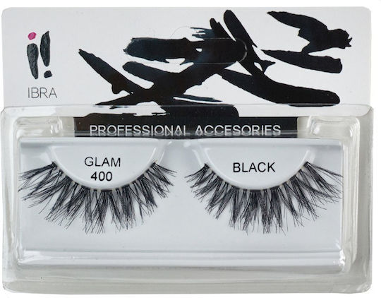 Ibra A Pair False Eyelashes on a Strip Glam 400 Black