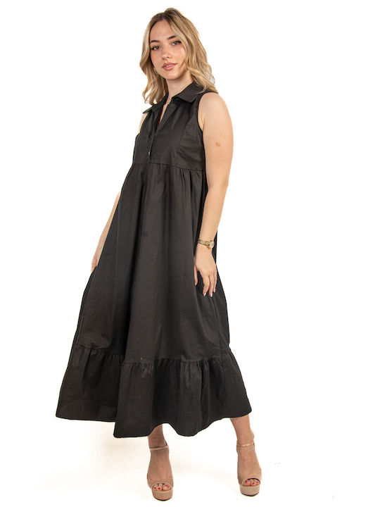Ellen Καλοκαιρινό Midi Φόρεμα Μαύρο