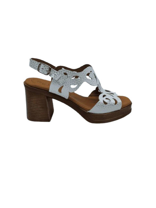 Eva Frutos Women's Leather Sandals 3699 Blanco