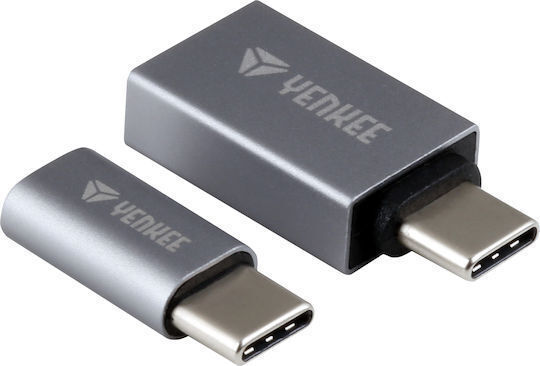 Yenkee Ytc 021 Μετατροπέας USB-C male σε USB-A / micro USB female Ασημί 2τμχ