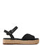 Espadrilles Flache Sandalen für Damen in Schwarz Farbe