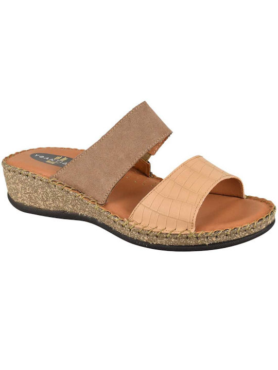 Yfantidis Leather Women's Sandals Beige