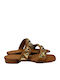 Flache Sandalen für Damen in Tabac Braun Farbe