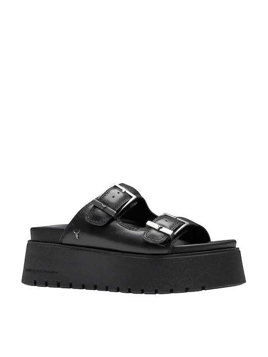 Platforma din piele pentru femei Black