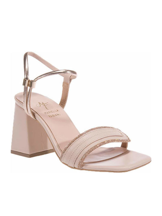 Mariella Fabiani Leder Sandalen mit Strass Rosa
