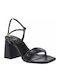 Leder Sandalen mit Strass Schwarz