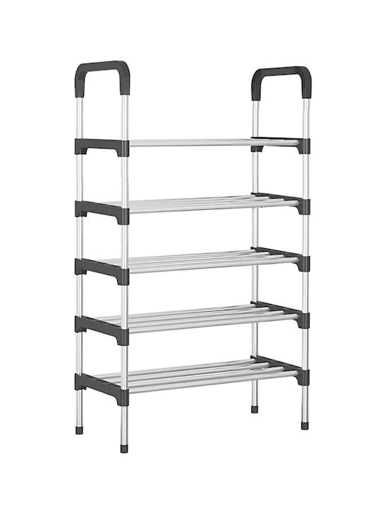 Metallic Shoe Organizer with 5 Shelves Black 60x30x95cm