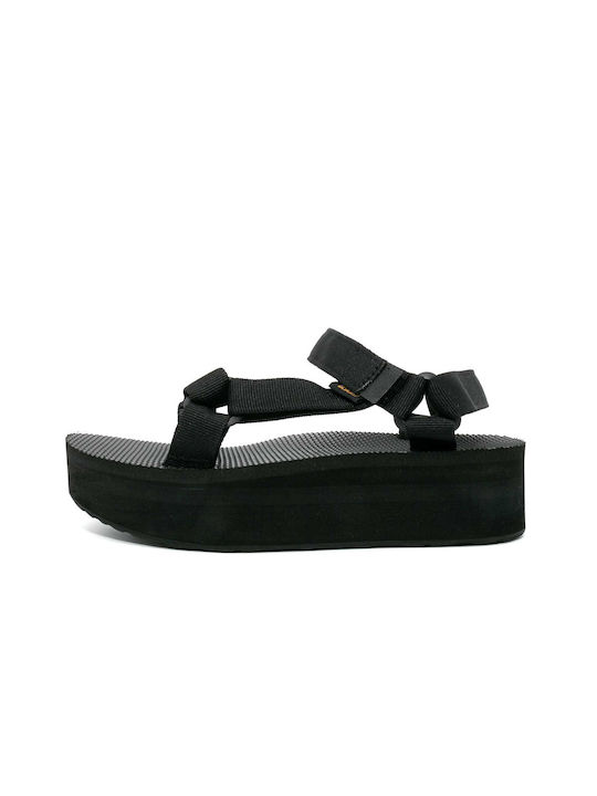 Teva Women's Flat Sandals Flatforms in Black Color