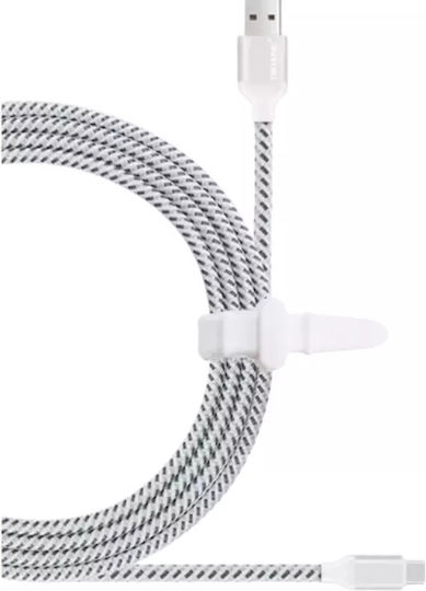 QIHANG Braided USB 2.0 Cable USB-C male - USB-A White 3m (0110920011092)