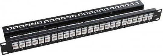 Astrasat Patch Panel για Rack 1U 19" 24 Θυρών cat6 Μαύρο