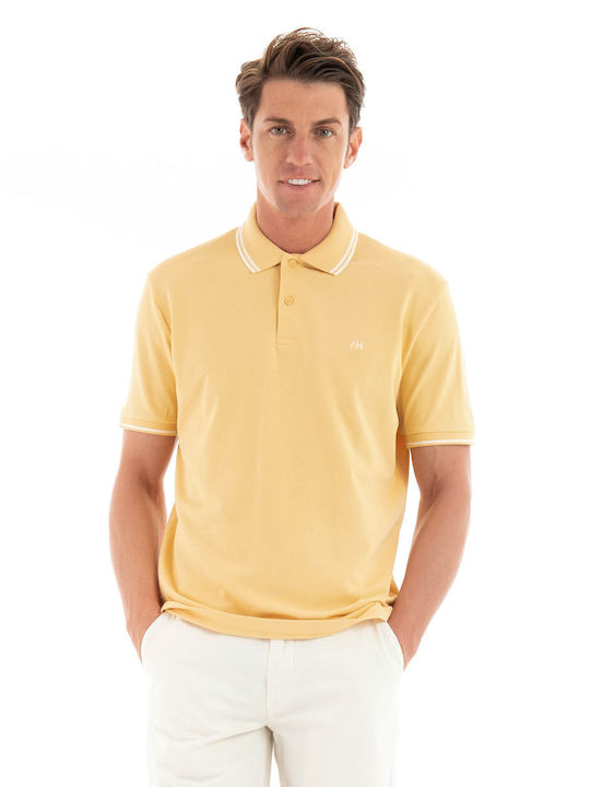 Selected Men's Athletic Short Sleeve Blouse Polo Apricot