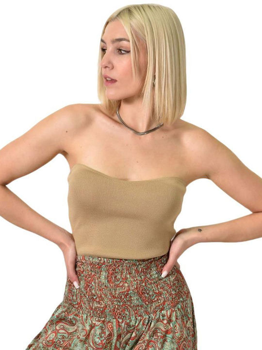 Women's Strapless Beige Top 23974