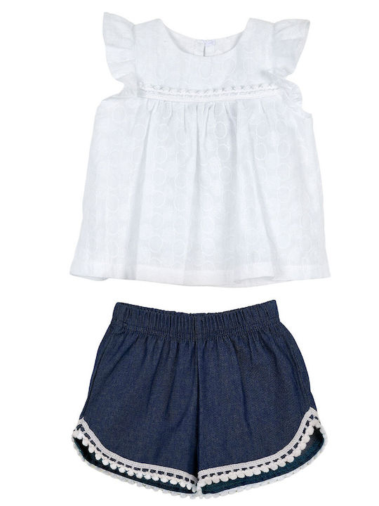 Babylon Kids Set with Shorts Summer 2pcs White, Blue