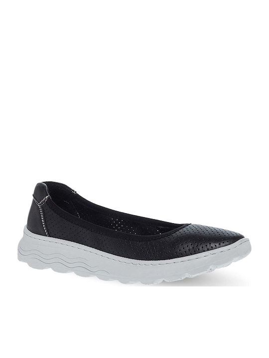 Leder Damen Ballerinas Spitz zulaufend Schwarz