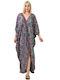 Women's Silk Boho Dress with Buttons Blue 23876