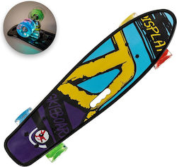 Aluminium Blau Gelb Griff & LED Skate Pennyboard 56x14cm
