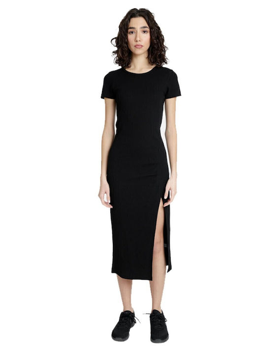 Summer Midi Dress with Tearing Black