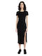 Summer Midi Dress with Tearing Black