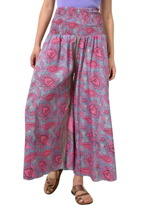 Boho Trousers with Pleats Pink 23874