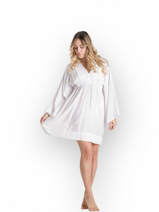 Γυναικειο Κοντο Φορεμα Μανικι 3115 Rima Λευκο