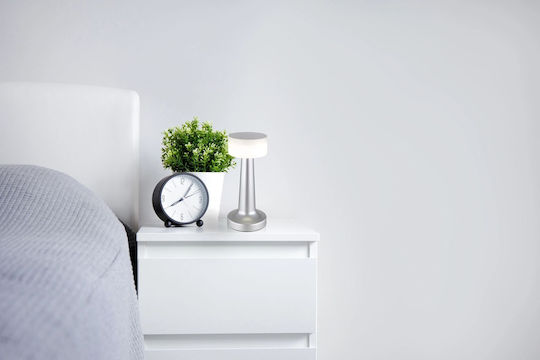Globo Lighting Πορτατίφ LED με Ασημί Καπέλο και Βάση