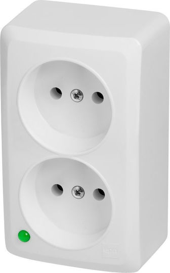 Elektro Plast Διπλή Πρίζα Ρεύματος Λευκή