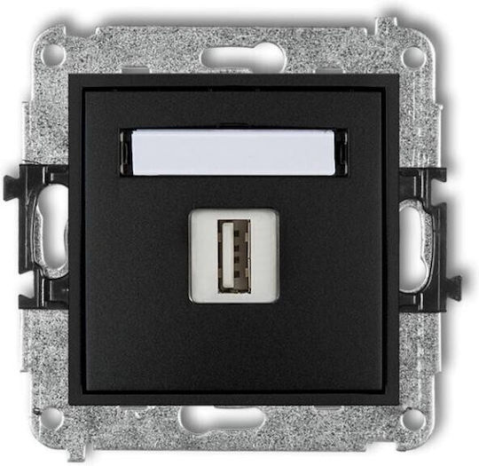 Karlik Priză Mortice cu 1 Port USB Neagră