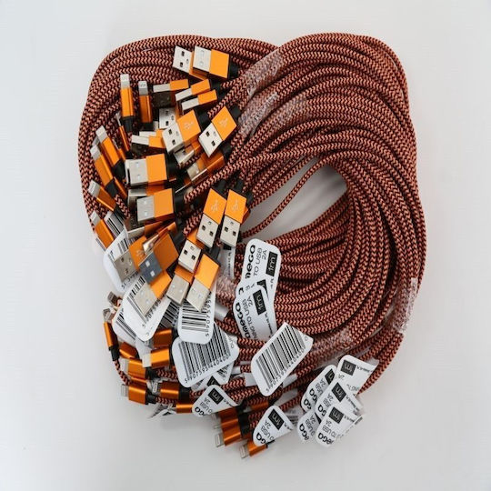 Omega Cordyl Fabric Cable Braided Lightning To USB 2A Polybag OEM 1m Orange