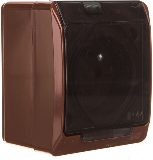 Elektro Plast Single Power Socket Waterproof Brown