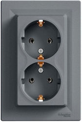 Schneider Electric Asfora Διπλή Χωνευτή Πρίζα Ρ...