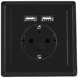 Lanberg Μονή Πρίζα Ρεύματος με 2 Θύρες USB