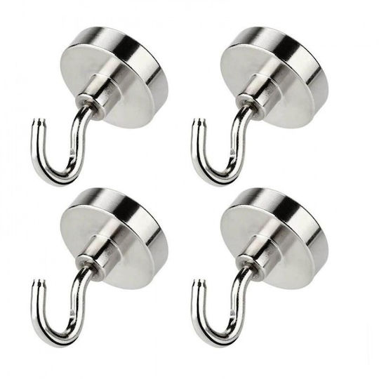 4 Pieces Neodymium Magnetic Hooks for Hanging Objects Weight Up to 3.5kg