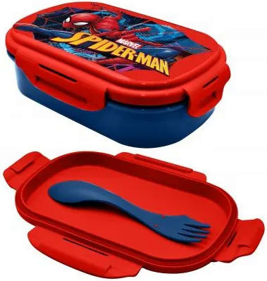Spiderman Tritan Sandwichbox mit Besteck und 400ml Wasserflasche 21 x 14 x 6 cm Mehrfarbig
