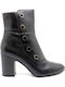 Leather Women's Chelsea Boots with High Heel Black
