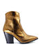 Leather Women's Cowboy Boots with High Heel Gold