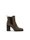 Carmens Leder Damen Chelsea Stiefeletten mit hohem Absatz Khaki