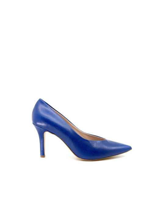 Leather Pointed Toe Heels Blue