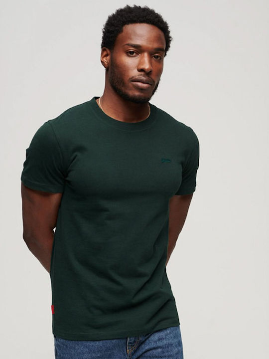 Superdry Herren T-Shirt Kurzarm Ausschnitt mit Reißverschluss Green
