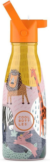 Cool Bottles Kids Water Bottle Thermos Stainless Steel with Pop-Up Cap Savannah Kingdom 260ml