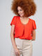 Bellino Georgette Blouse with Coral Jewelry