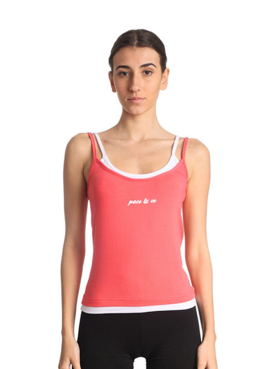 Damen Crop Top Ärmellos Coral