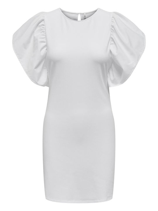 Only Rochii de vară pentru femei Mini Rochie de Seară cu Volane Bright White