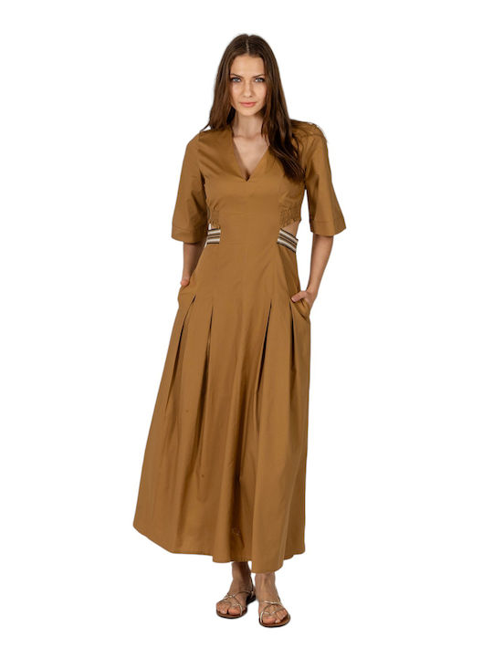 Aggel Maxi Φόρεμα Πλεκτό Brown