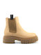 Leather Women's Chelsea Boots with Medium Heel Tabac Brown