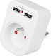 Plastrol Single Socket with 2 USB-A