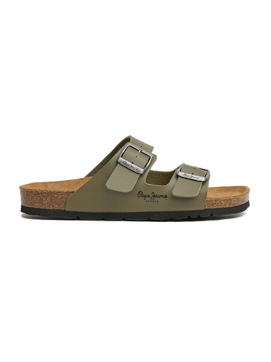 Pepe Jeans Damen Flache Sandalen in Khaki Farbe