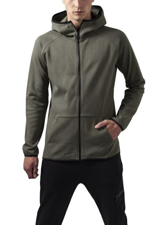 Urban Classics Men's Hooded Cardigan with Zipper Green