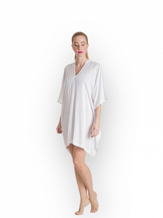 Rima Beachwear Feminin Scurt Caftan de Plajă Alb