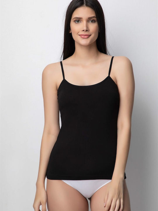 Donex Women's T-Shirt with Spaghetti Strap Black